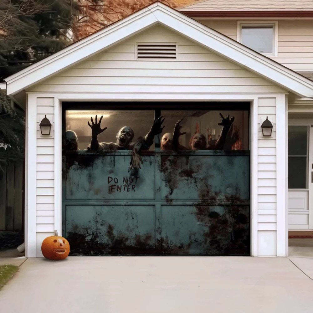 Zombie Breach Halloween Garage Door Covers D453