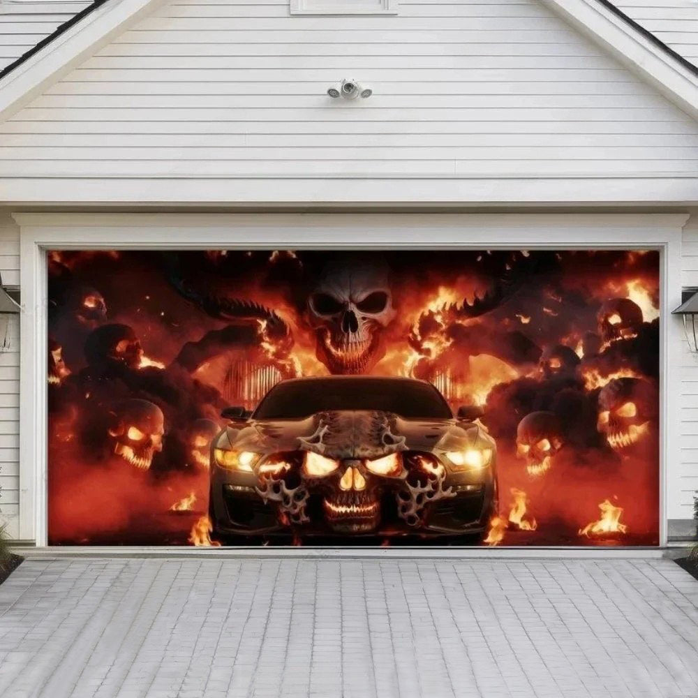 Hell Ride Halloween Garage Door Covers D457