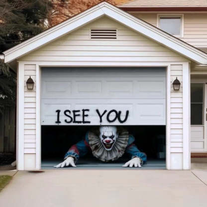 Peeking Clown Halloween Garage Door Covers D454