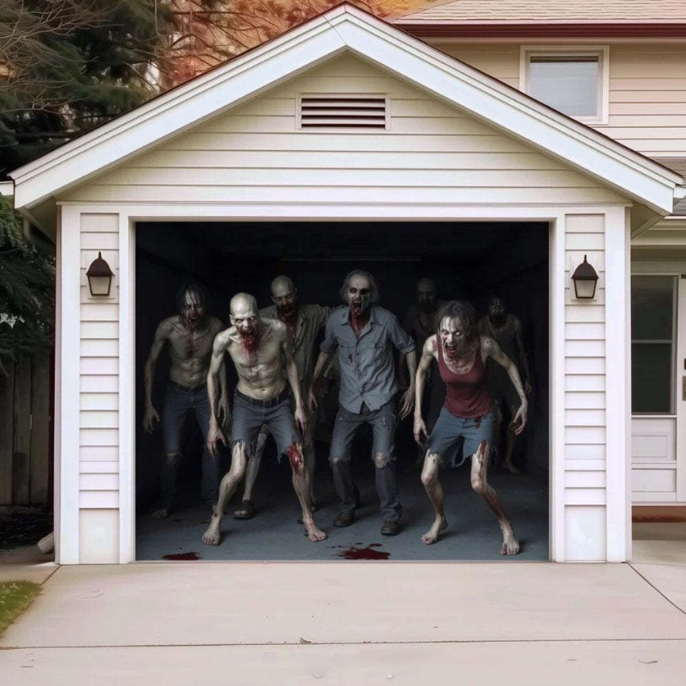 Zombie Invasion Halloween Garage Door Covers D456