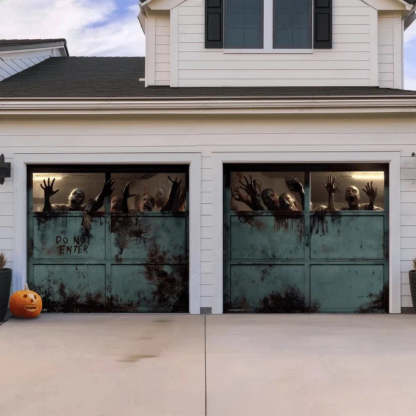 Zombie Breach Halloween Garage Door Covers D453