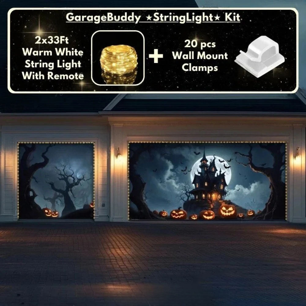 Haunted House Halloween Garage Door Covers D458