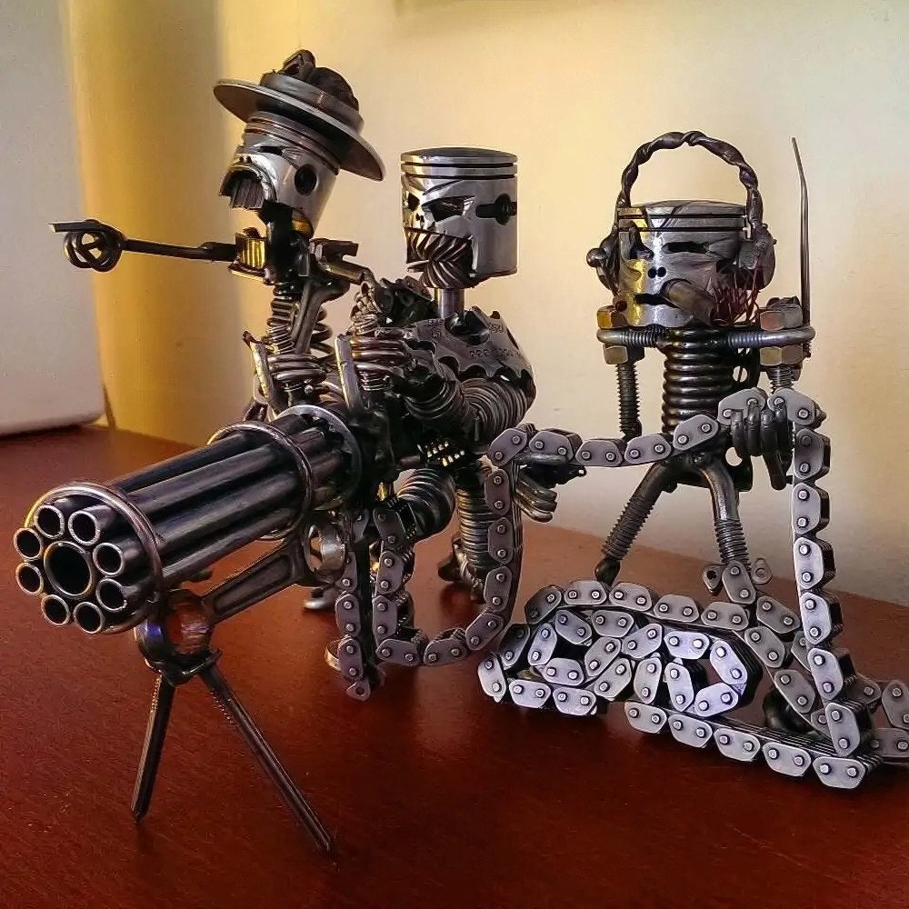 Classic Piston Skeleton Soldiers Sculpture