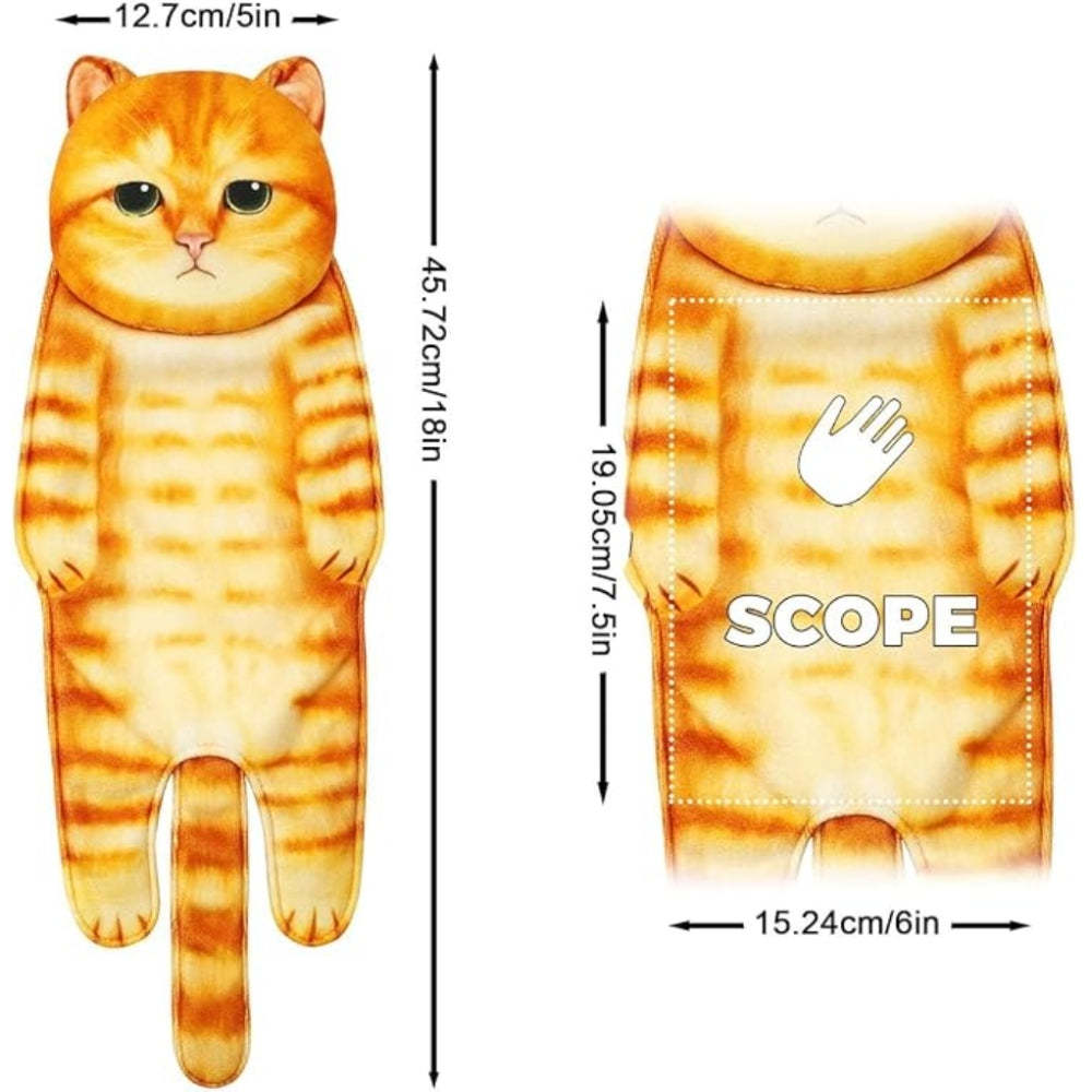 Adorable Cat Hand Towel With Hanging Loop - Orange Cat