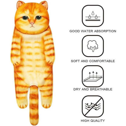 Adorable Cat Hand Towel With Hanging Loop - Orange Cat