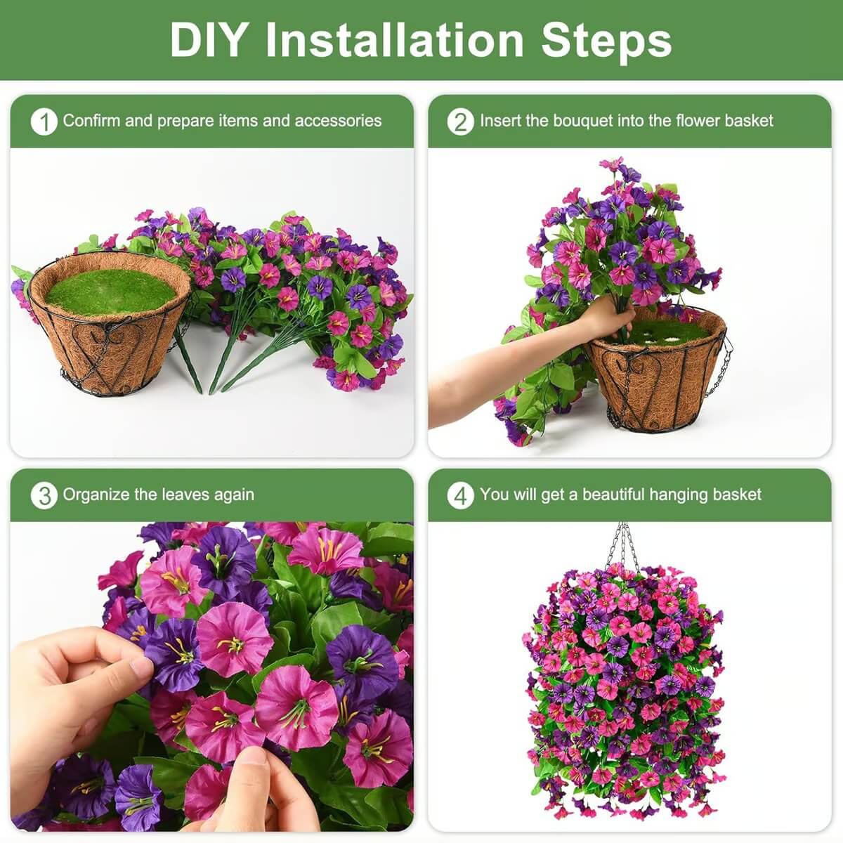 UV Resistant Hanging Artificial Morning Glory Vine