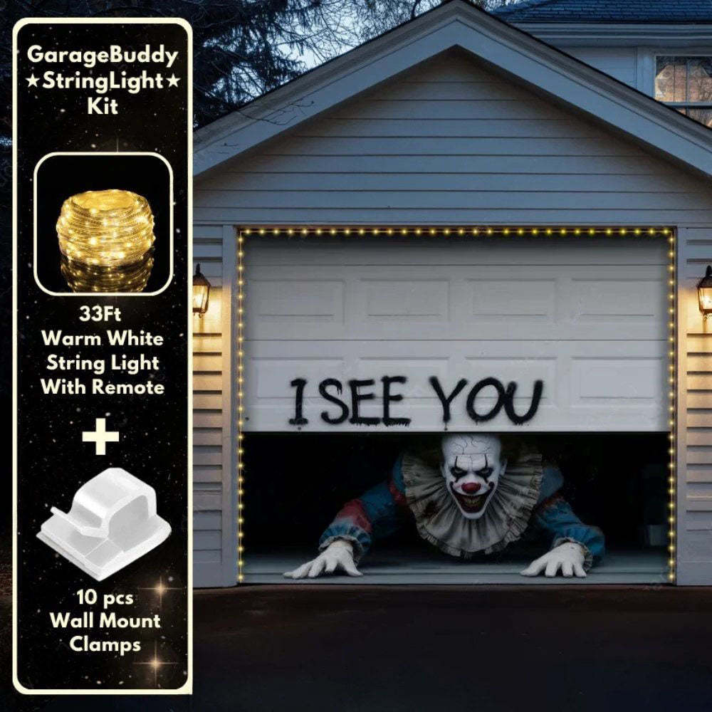 Peeking Clown Halloween Garage Door Covers D454