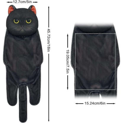 Adorable Cat Hand Towel With Hanging Loop - Black Cat
