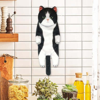 Adorable Cat Hand Towel With Hanging Loop - Tuxedo Cat