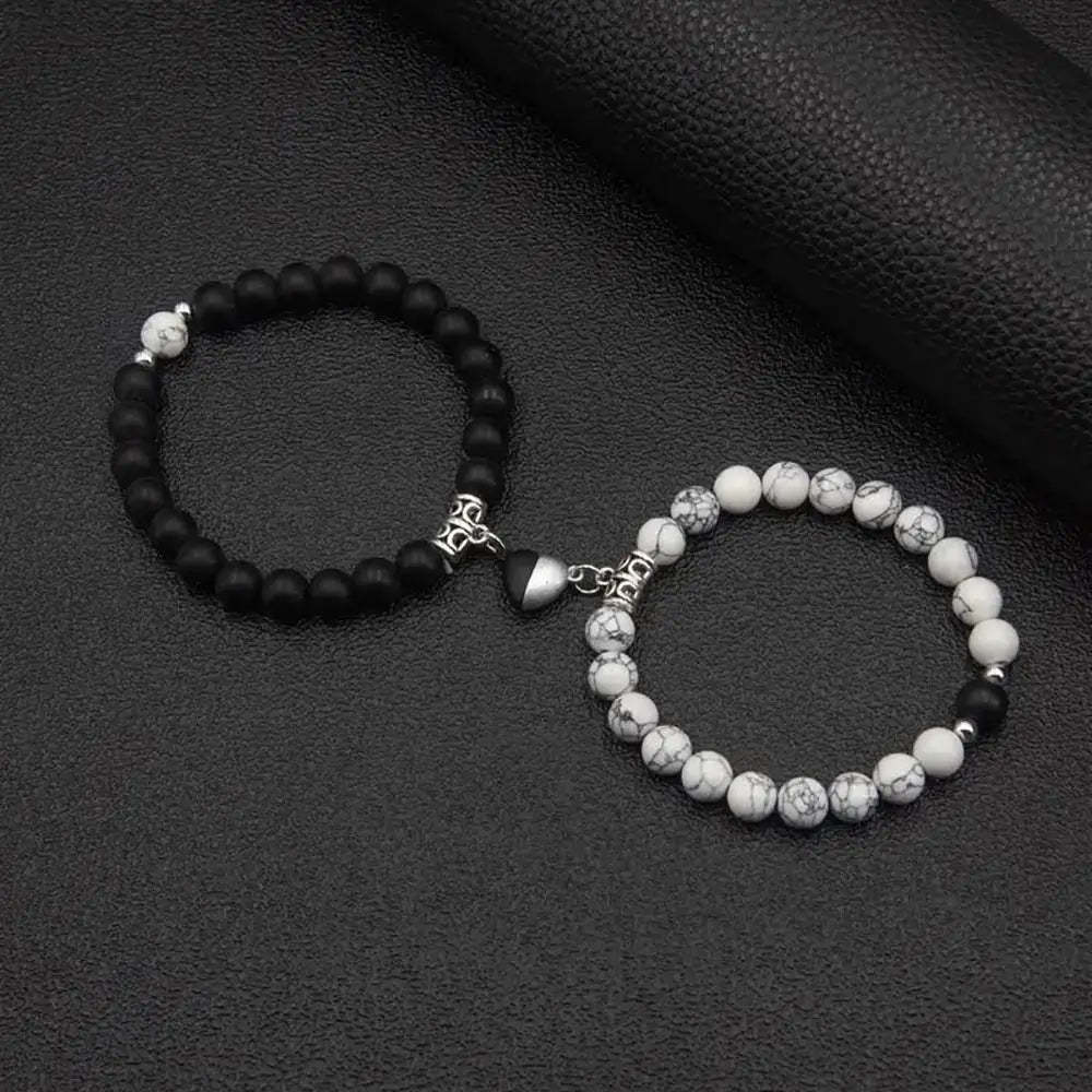 Magnetic Heart Matching Crystal Bead Bracelets