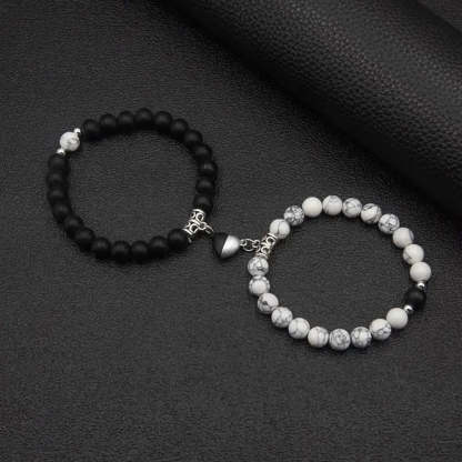 Magnetic Heart Matching Crystal Bead Bracelets
