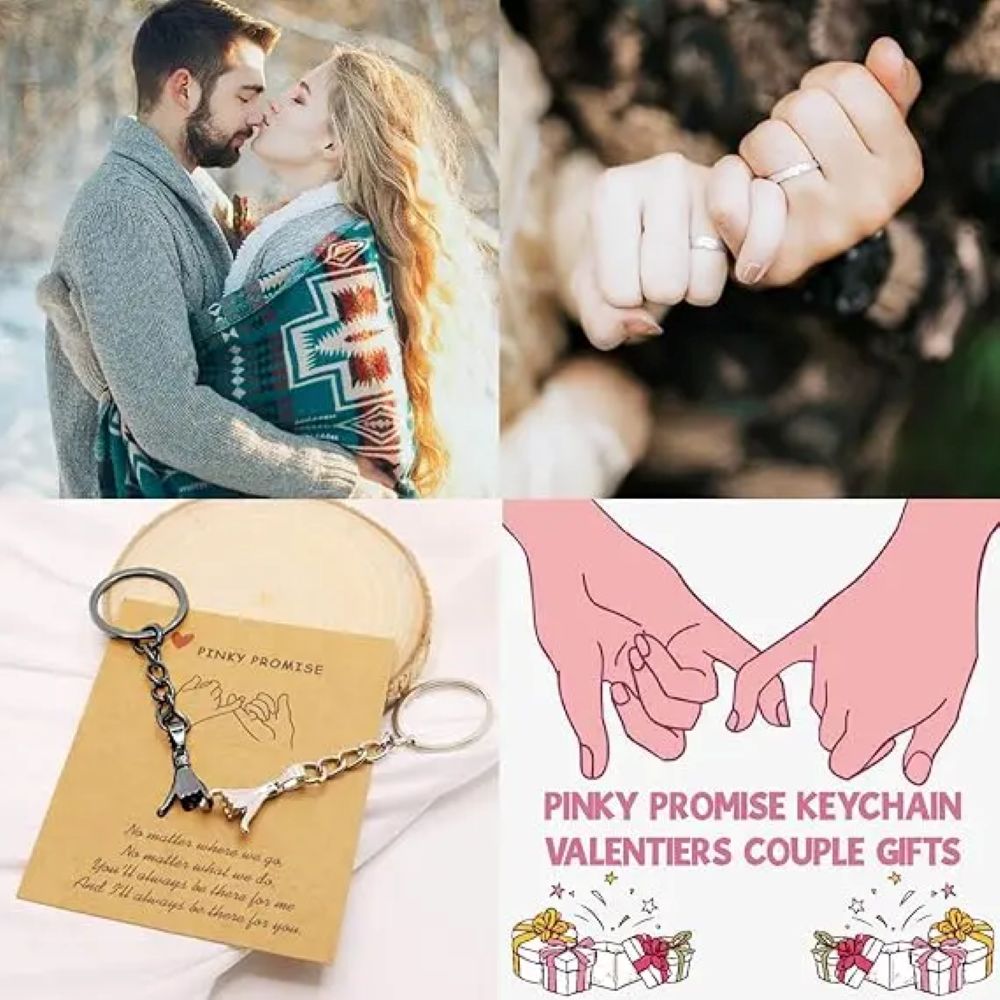 2pcs Pinky Promise Keychains - Matching Gifts for Him, Her, Best Friend or Family