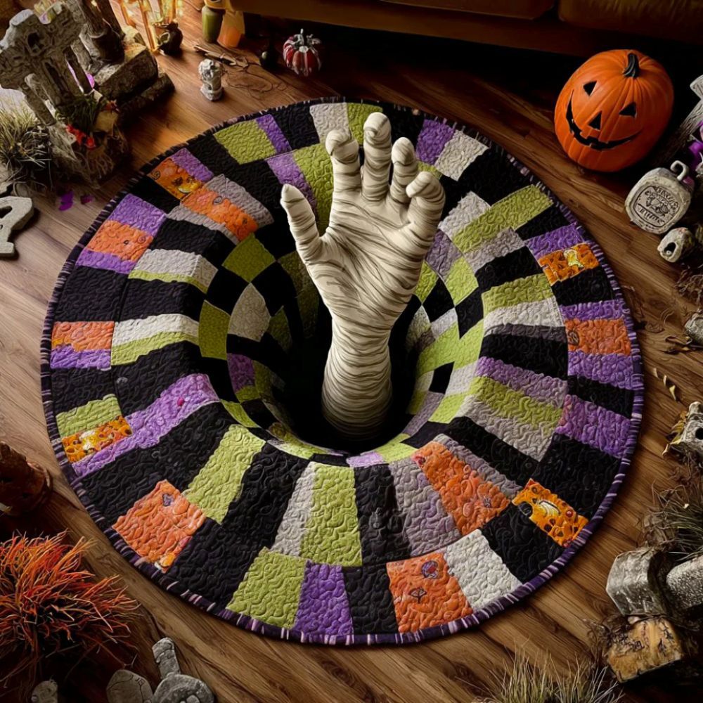 The Grave Escape - 3D Illusion Skeleton Round Rug - D541