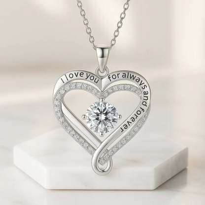 Engraved Heart Necklace for Wife - S925