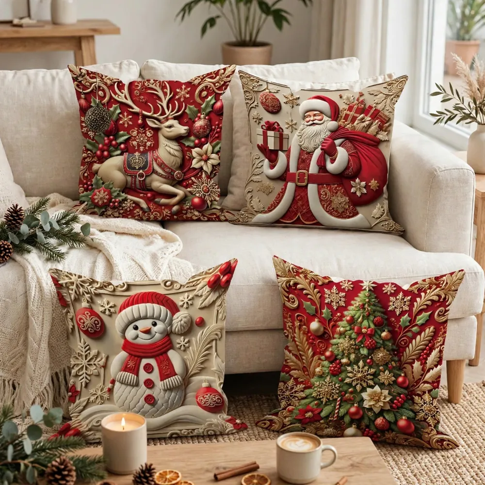 4-Piece Christmas Pillow Cover Set - PC013