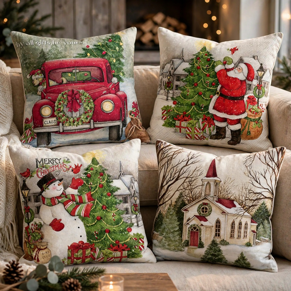 4-Piece Christmas Pillow Cover Set - PC017