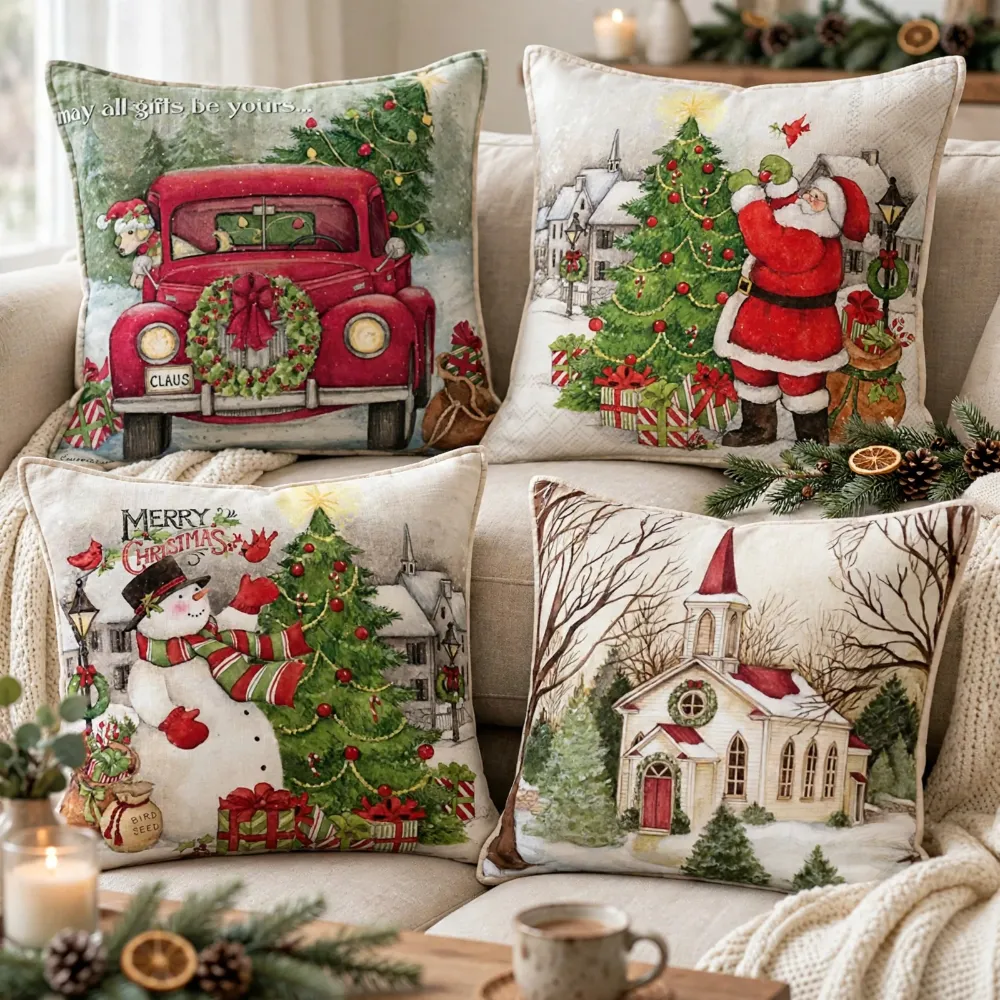4-Piece Christmas Pillow Cover Set - PC017