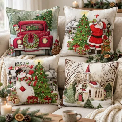 4-Piece Christmas Pillow Cover Set - PC017