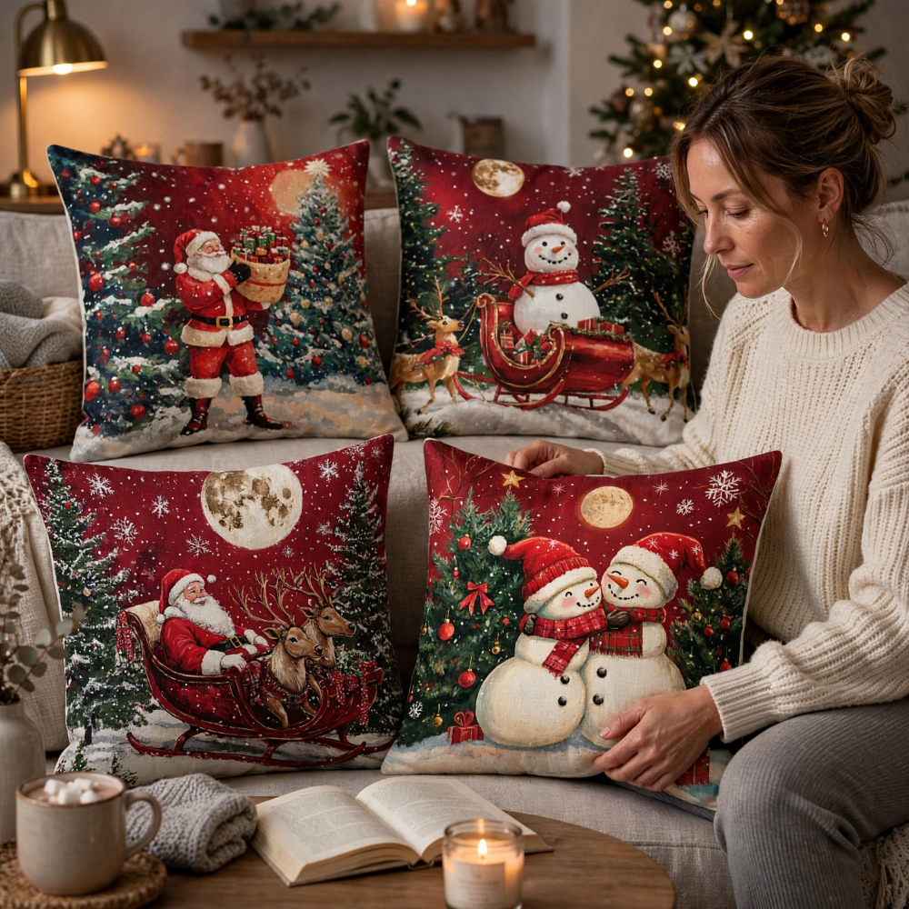 4-Piece Christmas Pillow Cover Set - PC003