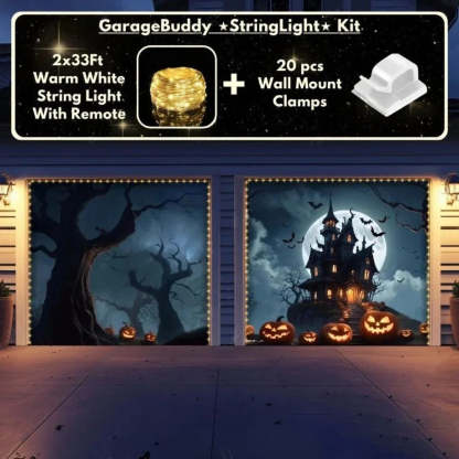 Haunted House Halloween Garage Door Covers D458