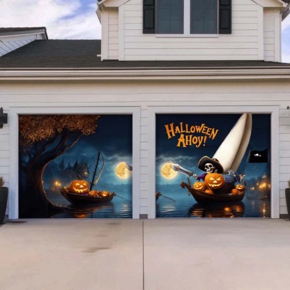 Pumpkin Pirates Halloween Garage Door Covers D466