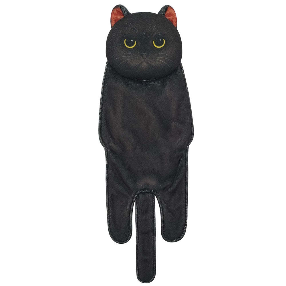 Adorable Cat Hand Towel With Hanging Loop - Black Cat