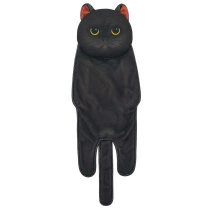 Adorable Cat Hand Towel With Hanging Loop - Black Cat
