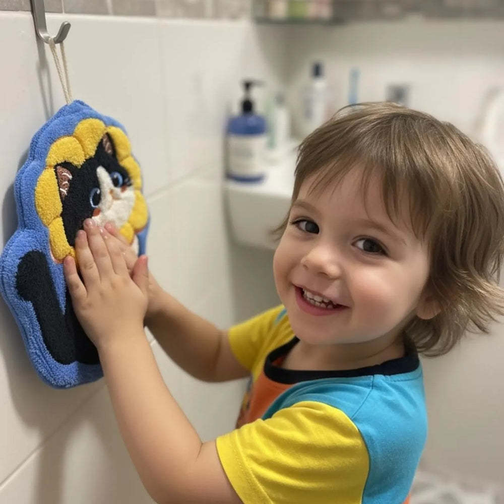 Adorable Cat Hand Towels - Blue Candy Cat