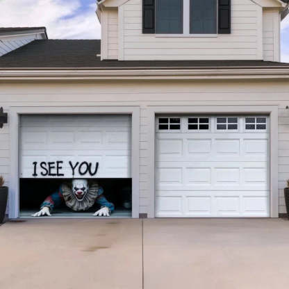 Peeking Clown Halloween Garage Door Covers D454