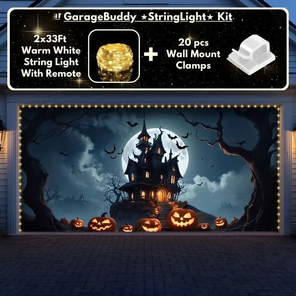 Haunted House Halloween Garage Door Covers D458