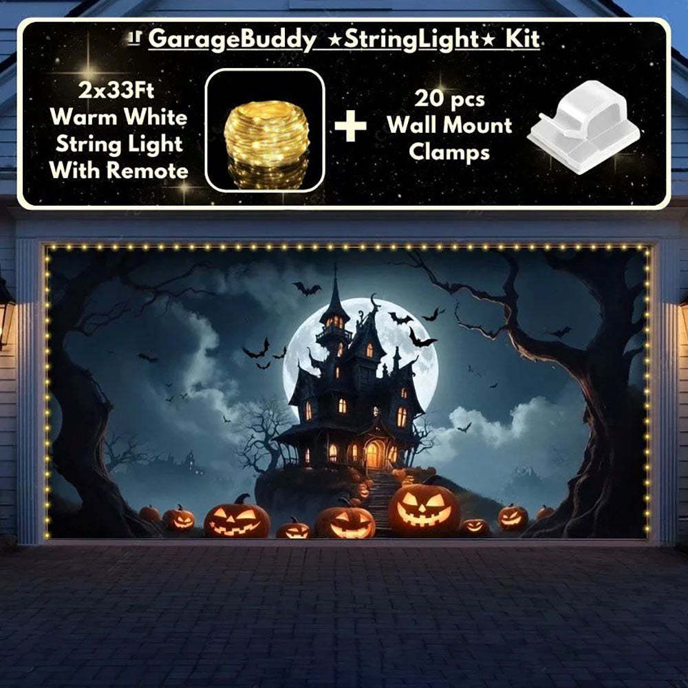 Haunted House Halloween Garage Door Covers D458