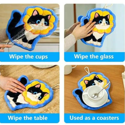 Adorable Cat Hand Towels - Blue Candy Cat