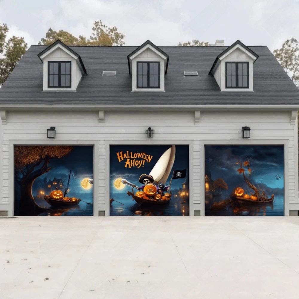 Pumpkin Pirates Halloween Garage Door Covers D466
