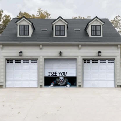 Peeking Clown Halloween Garage Door Covers D454