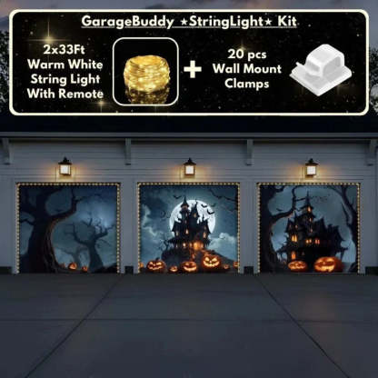 Haunted House Halloween Garage Door Covers D458