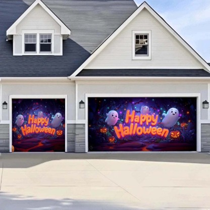 Ghost Party Halloween Garage Door Covers D465