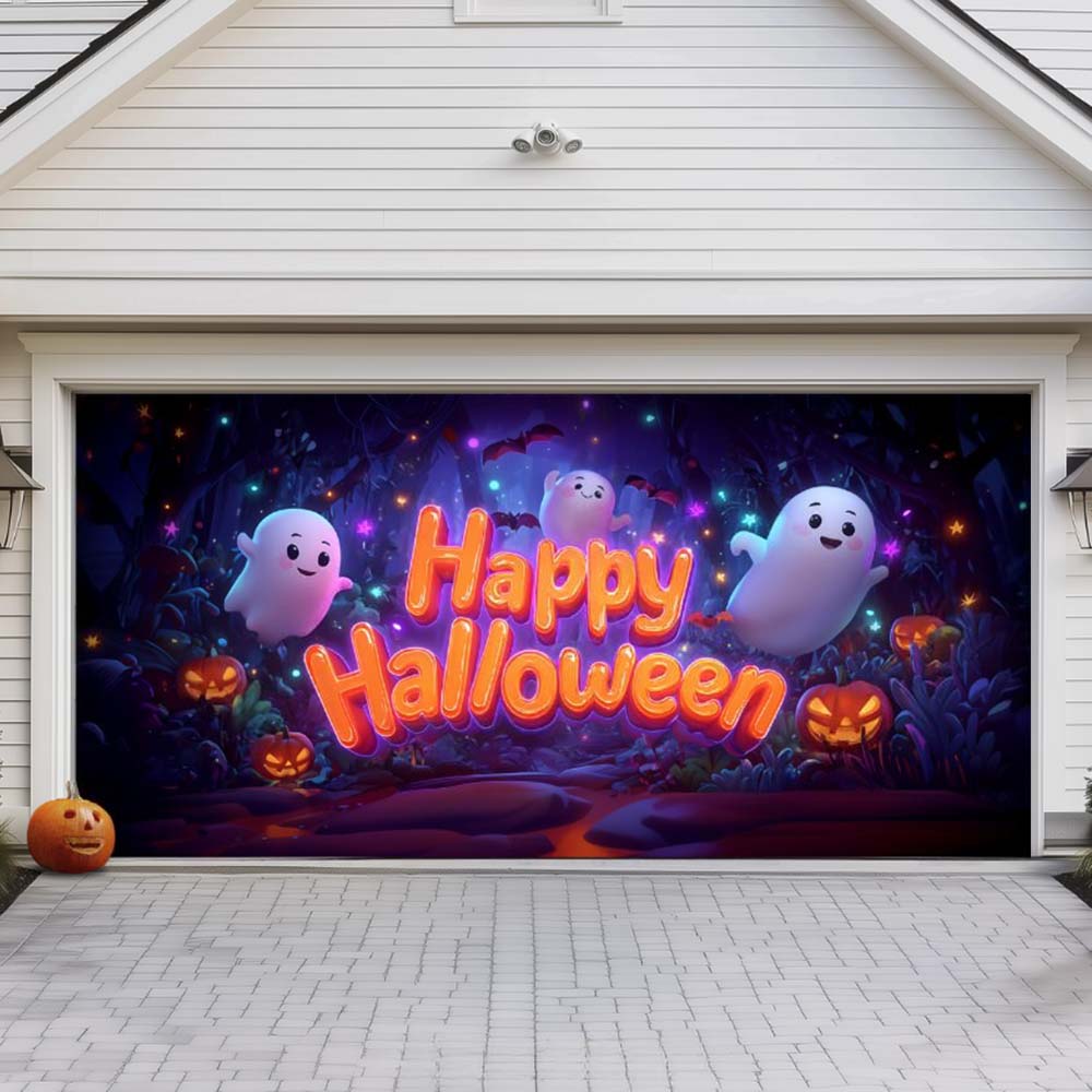 Ghost Party Halloween Garage Door Covers D465