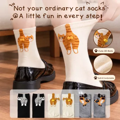 Cute Cat Socks with Balls