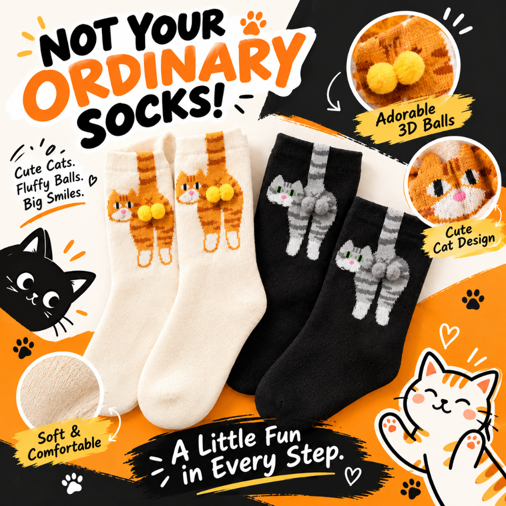 Cute Cat Socks with Balls