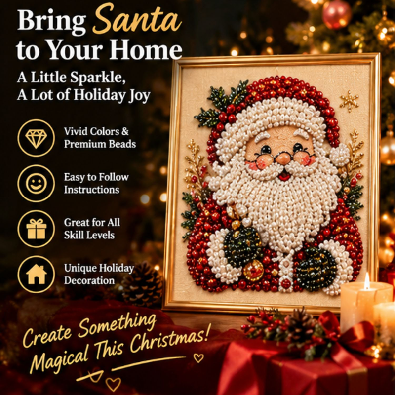 Christmas Pearl Diamond Art Kit – 3D Beaded DIY Holiday Decor