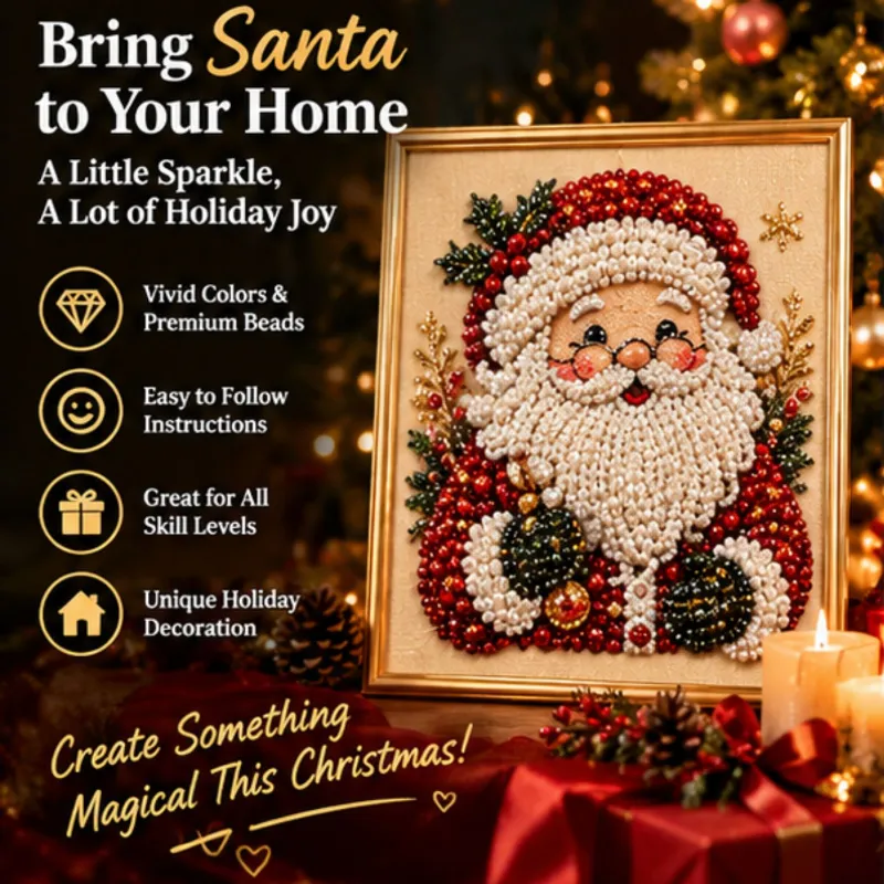 Christmas Pearl Diamond Art Kit – 3D Beaded DIY Holiday Decor