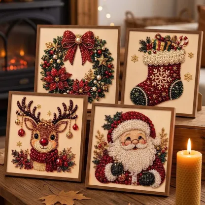 Christmas Pearl Diamond Art Kit – 3D Beaded DIY Holiday Decor