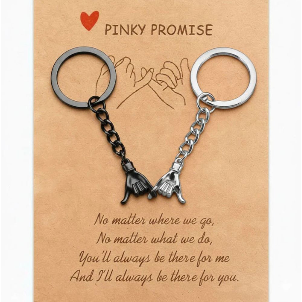 2PCS Pinky Promise Keychains – Matching Gifts for Couples, Best Friends & Family, Meaningful Bond Keepsake