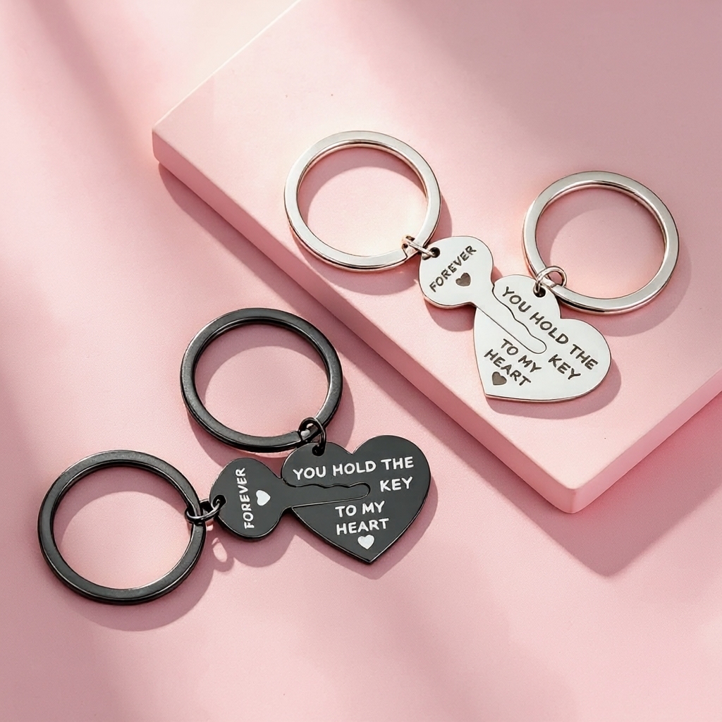 Heart & Key Matching Keychain Set – You Hold the Key To My Heart