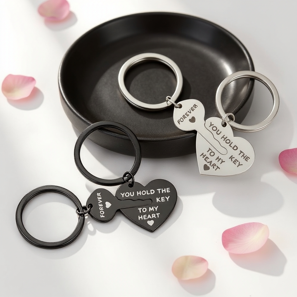 Heart & Key Matching Keychain Set – You Hold the Key To My Heart