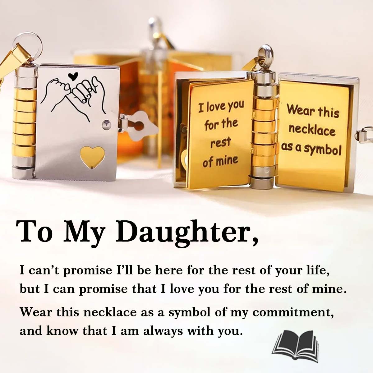 For Daughter - I'm Always With You Book Necklace