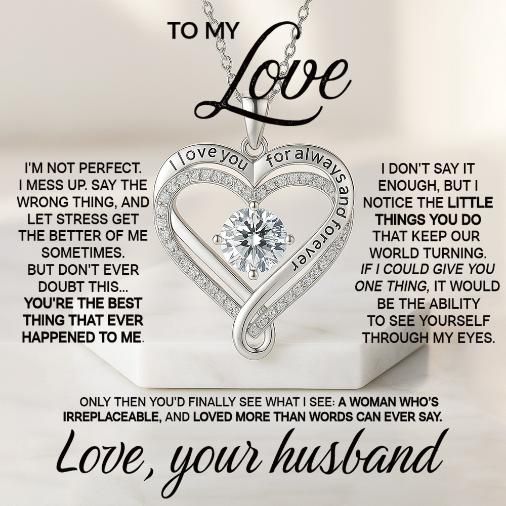 Engraved Heart Necklace for Wife - S925