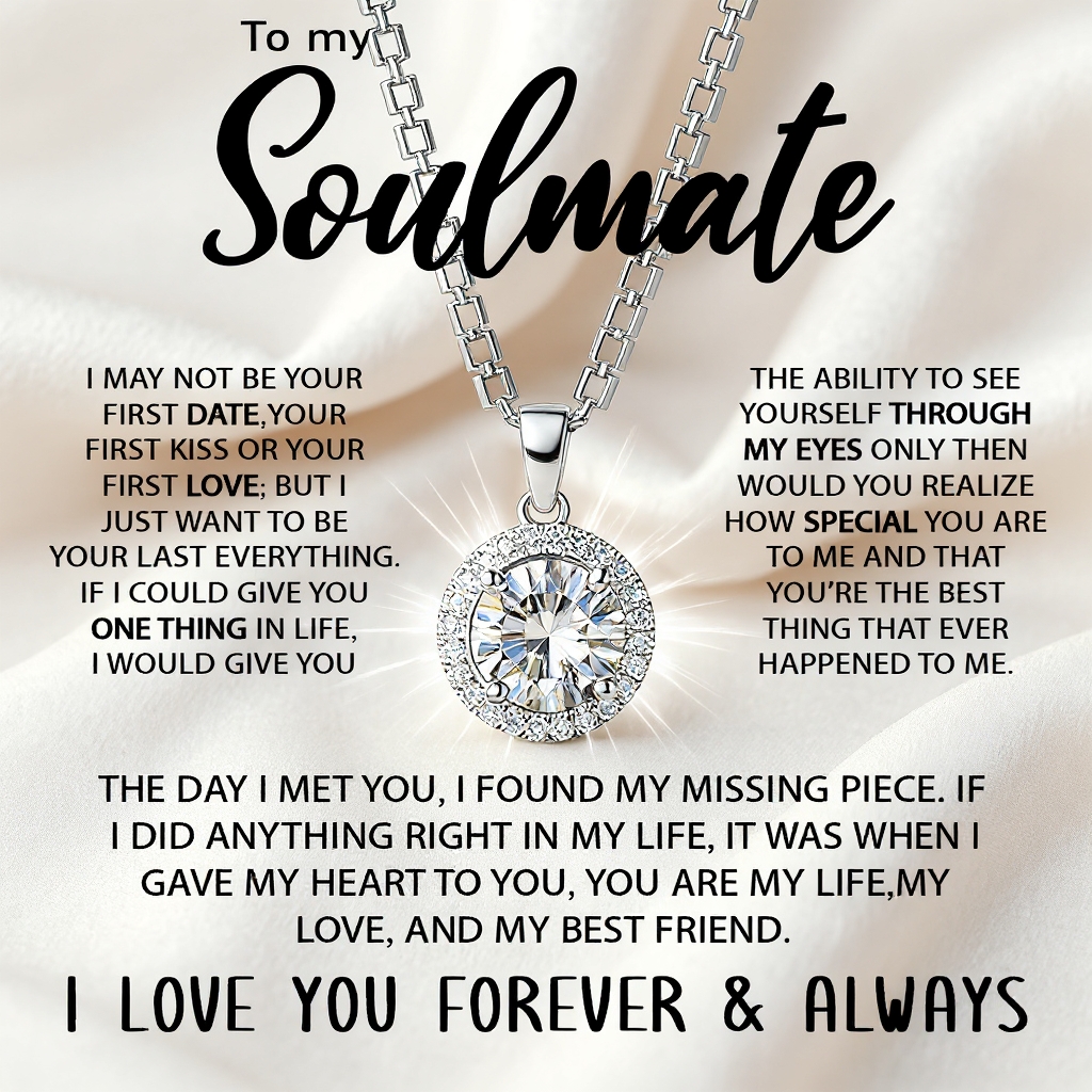 To My Soulmate - "My Life, Love & Best Friend" Sparkling Pendant Set
