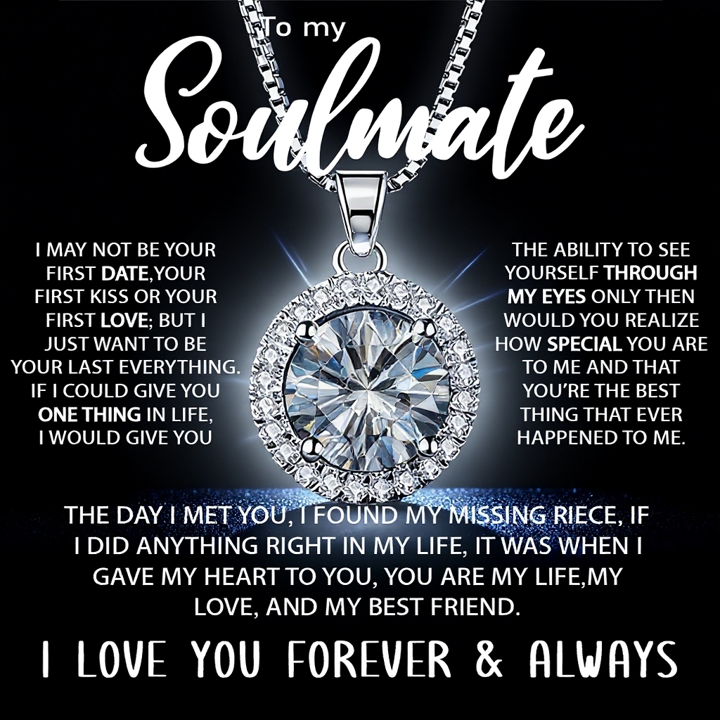 To My Soulmate - "My Life, Love & Best Friend" Sparkling Pendant Set