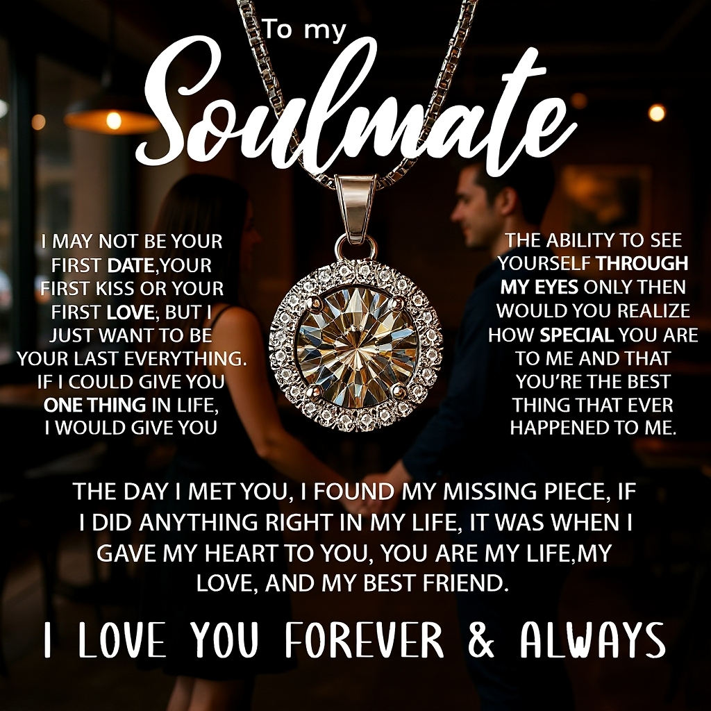 To My Soulmate - "My Life, Love & Best Friend" Sparkling Pendant Set